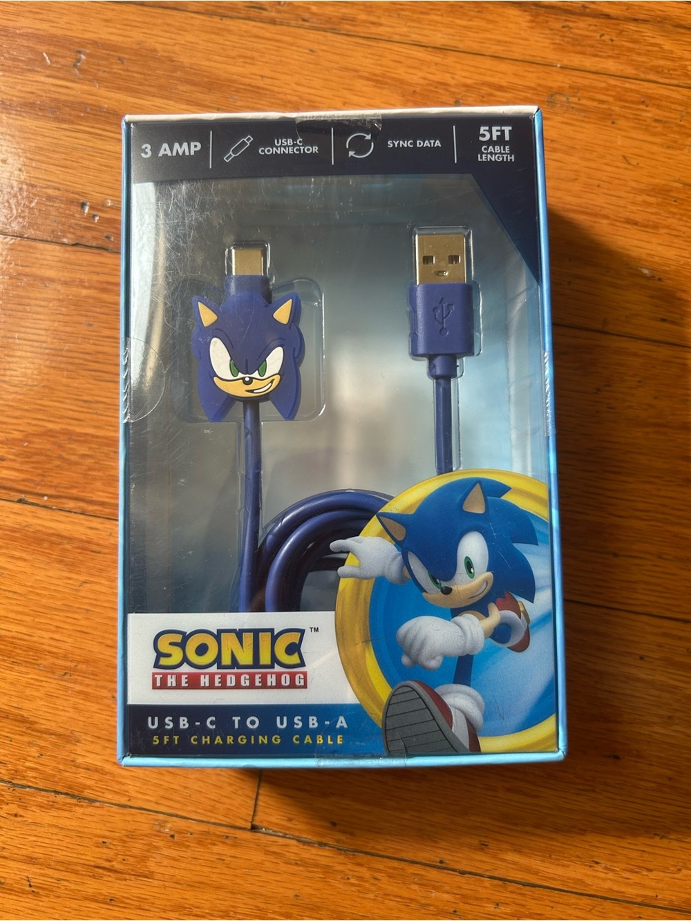 NWT Sonic the Hedgehog USB-C to USB-A 5ft Charging Cable